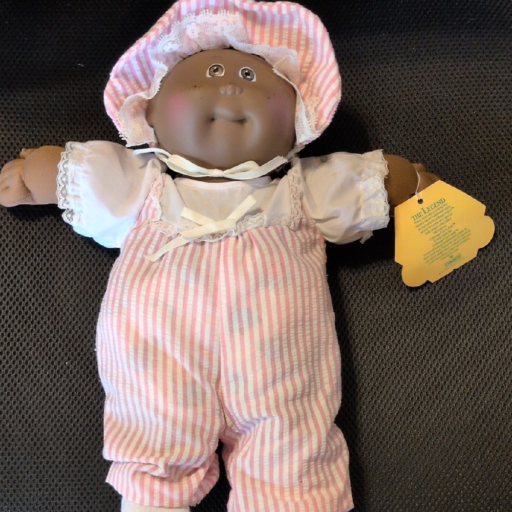 Striped Pink and White Kids African American Doll